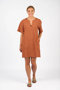 KNEWE Label women's K1066 Edit Dress in Cocoa - close-up fabric detail