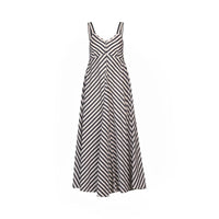 KNEWE Label women's K1067 Gala Dress Black Ecru in Stripe - close-up fabric detail