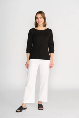 KNEWE Label women's K3051 Status Tee in Black - close-up fabric detail