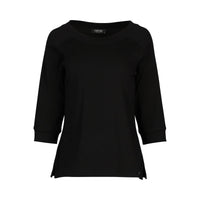 KNEWE Label women's K3051 Status Tee in Black - close-up fabric detail