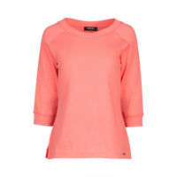 KNEWE Label women's K3051 Status Tee in Coral - close-up fabric detail
