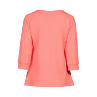 KNEWE Label women's K3051 Status Tee in Coral - close-up fabric detail