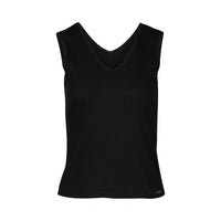 KNEWE Label women's K3060 Vista Tank in Black - close-up fabric detail
