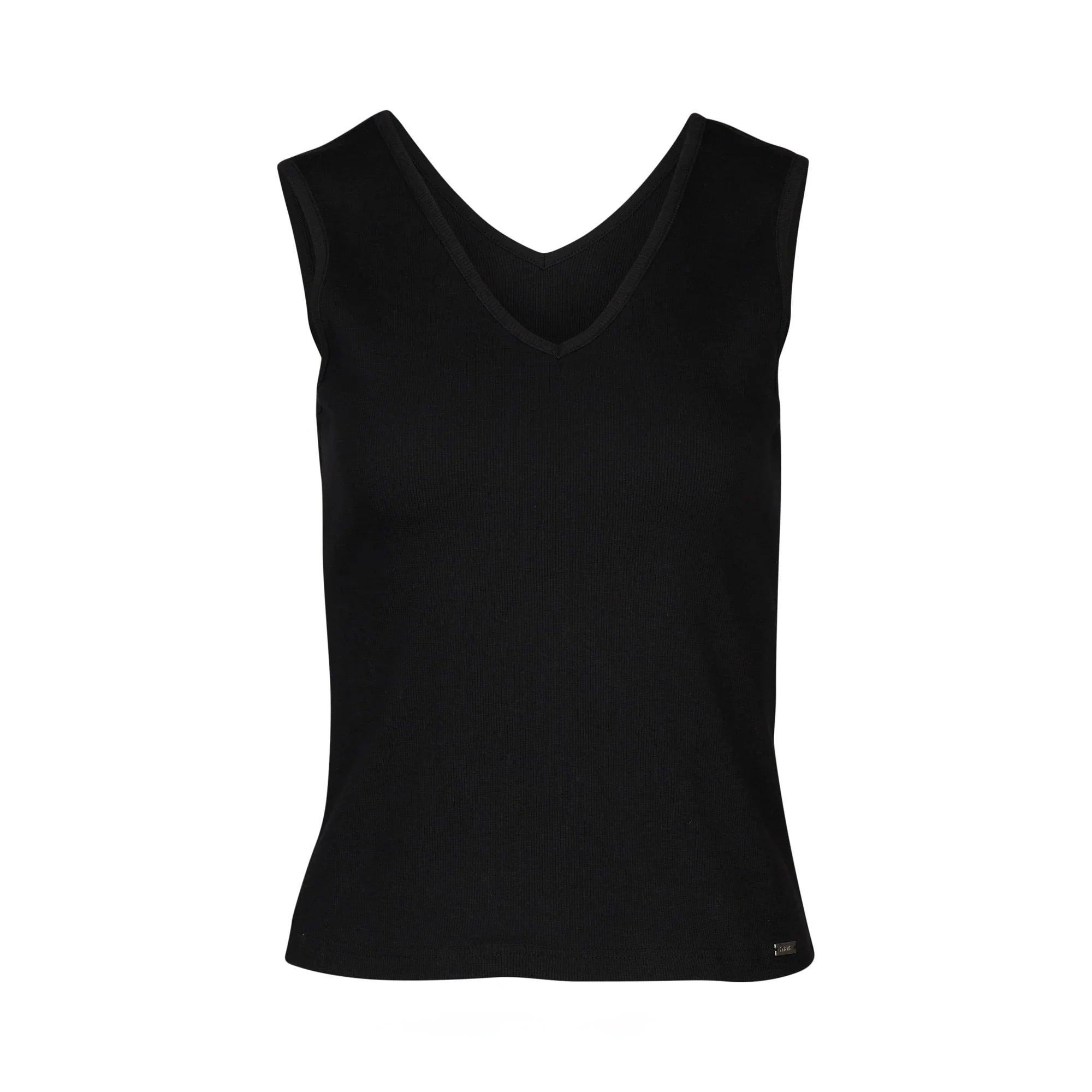 KNEWE Label women's K3060 Vista Tank in Black - close-up fabric detail