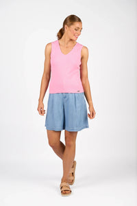 KNEWE Label women's K3060 Vista Tank in Bubblegum - close-up fabric detail