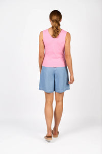 KNEWE Label women's K3060 Vista Tank in Bubblegum - close-up fabric detail