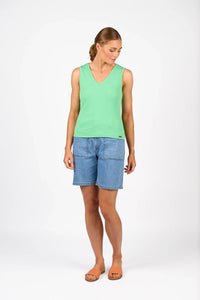 KNEWE Label women's K3060 Vista Tank in Meadow - close-up fabric detail