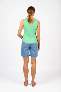 KNEWE Label women's K3060 Vista Tank in Meadow - close-up fabric detail