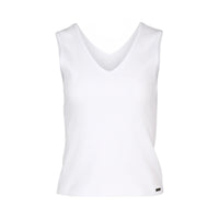 KNEWE Label women's K3060 Vista Tank in White - close-up fabric detail