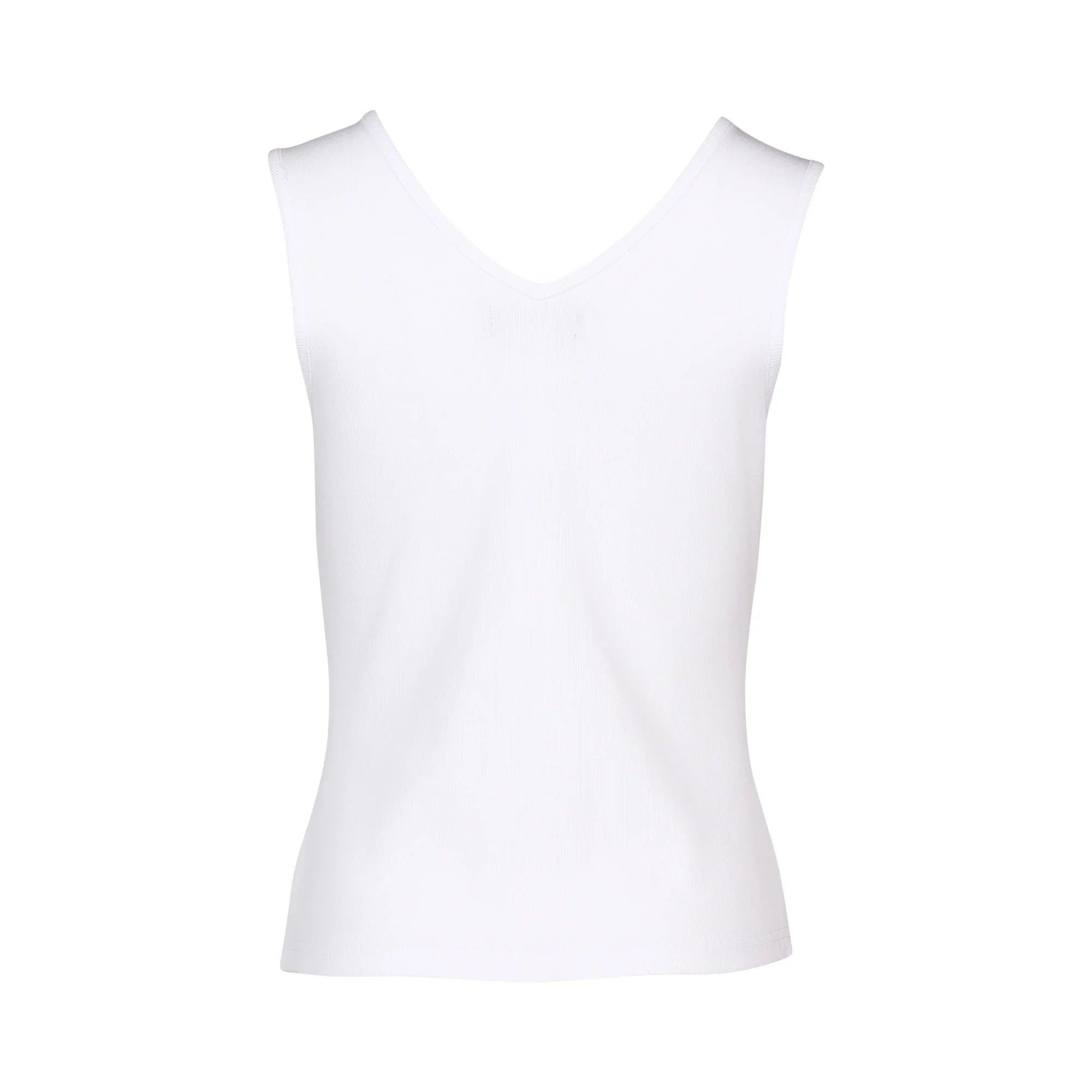 KNEWE Label women's K3060 Vista Tank in White - close-up fabric detail