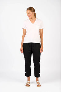 KNEWE Label women's K3061 Mila Tee Off in White - close-up fabric detail