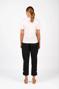 KNEWE Label women's K3061 Mila Tee Off in White - close-up fabric detail