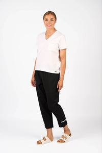 KNEWE Label women's K3061 Mila Tee Off in White - close-up fabric detail