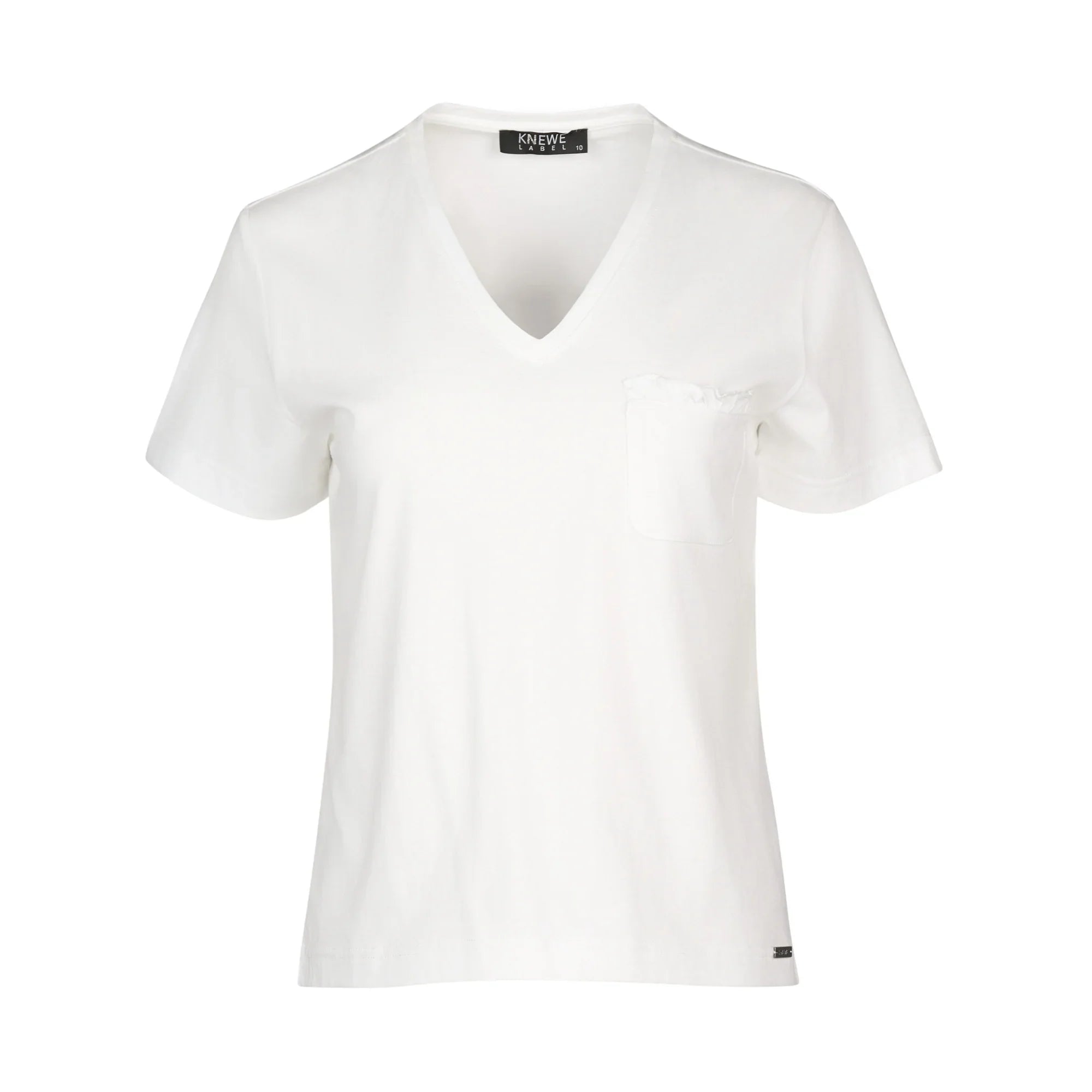 KNEWE Label women's K3061 Mila Tee Off in White - close-up fabric detail