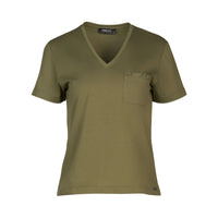 KNEWE Label women's K3061 Mila Tee in Olive - close-up fabric detail