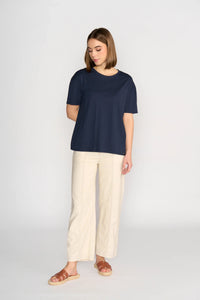 KNEWE Label women's K3063 Ultra Tee in Ink - close-up fabric detail