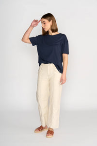 KNEWE Label women's K3063 Ultra Tee in Ink - close-up fabric detail