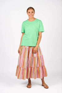 KNEWE Label women's K3063 Ultra Tee in Kermit - close-up fabric detail
