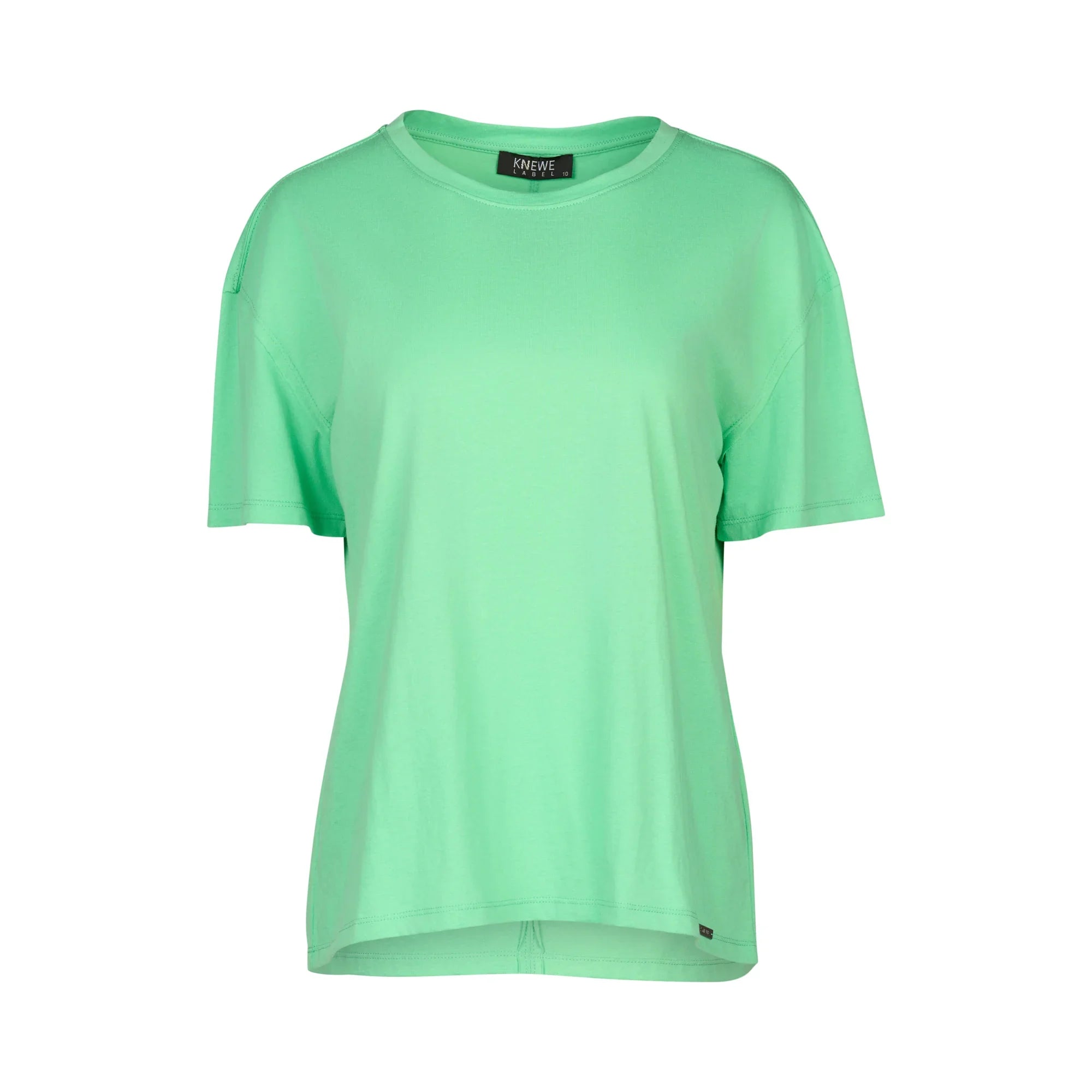 KNEWE Label women's K3063 Ultra Tee in Kermit - close-up fabric detail