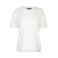 KNEWE Label women's K3063 Ultra Tee Off in White - close-up fabric detail