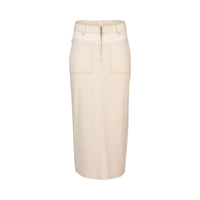 KNEWE Label women's K4038 Spin Skirt Natural in Denim - close-up fabric detail