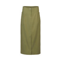 KNEWE Label women's K4041 Bay Skirt in Olive - close-up fabric detail