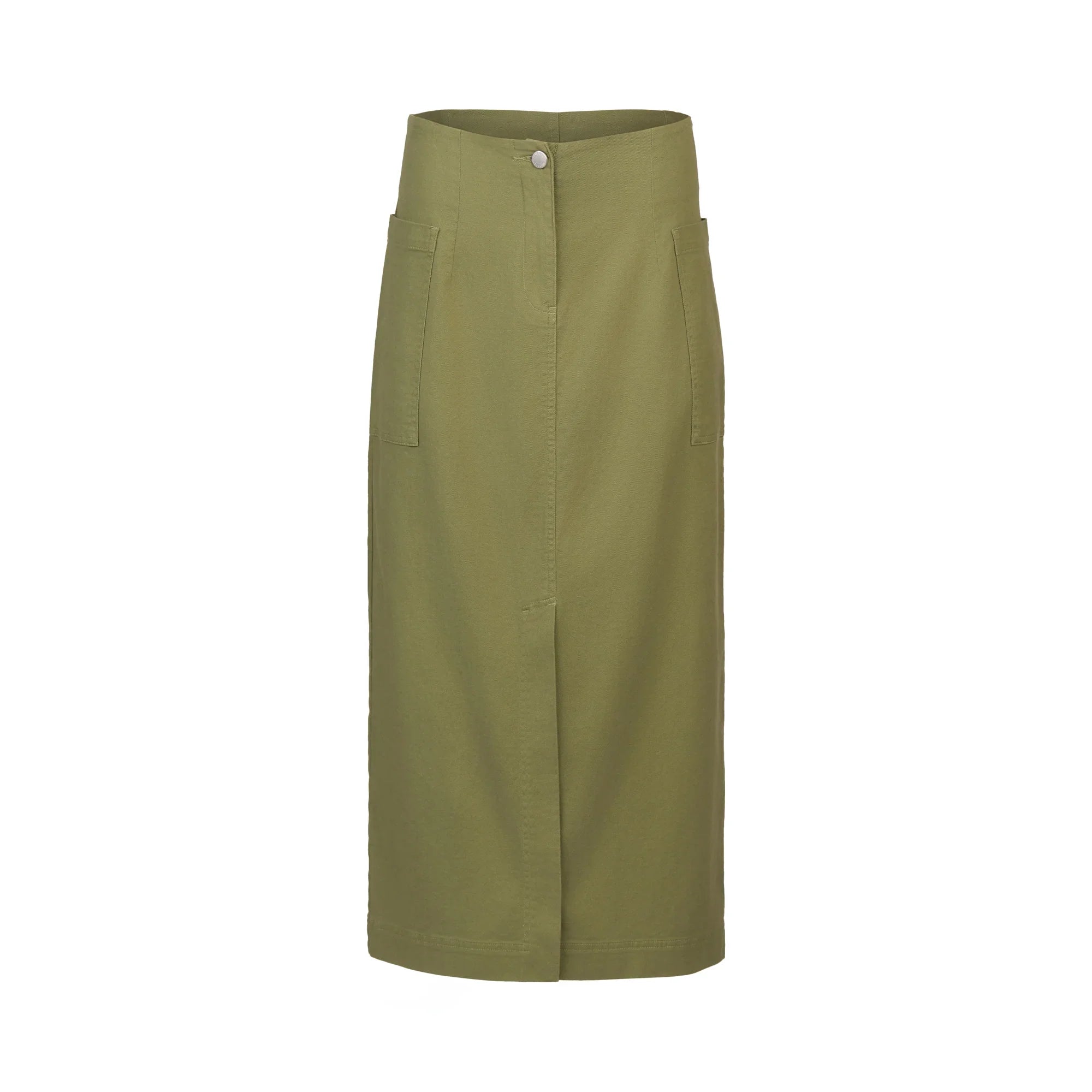 KNEWE Label women's K4041 Bay Skirt in Olive - close-up fabric detail