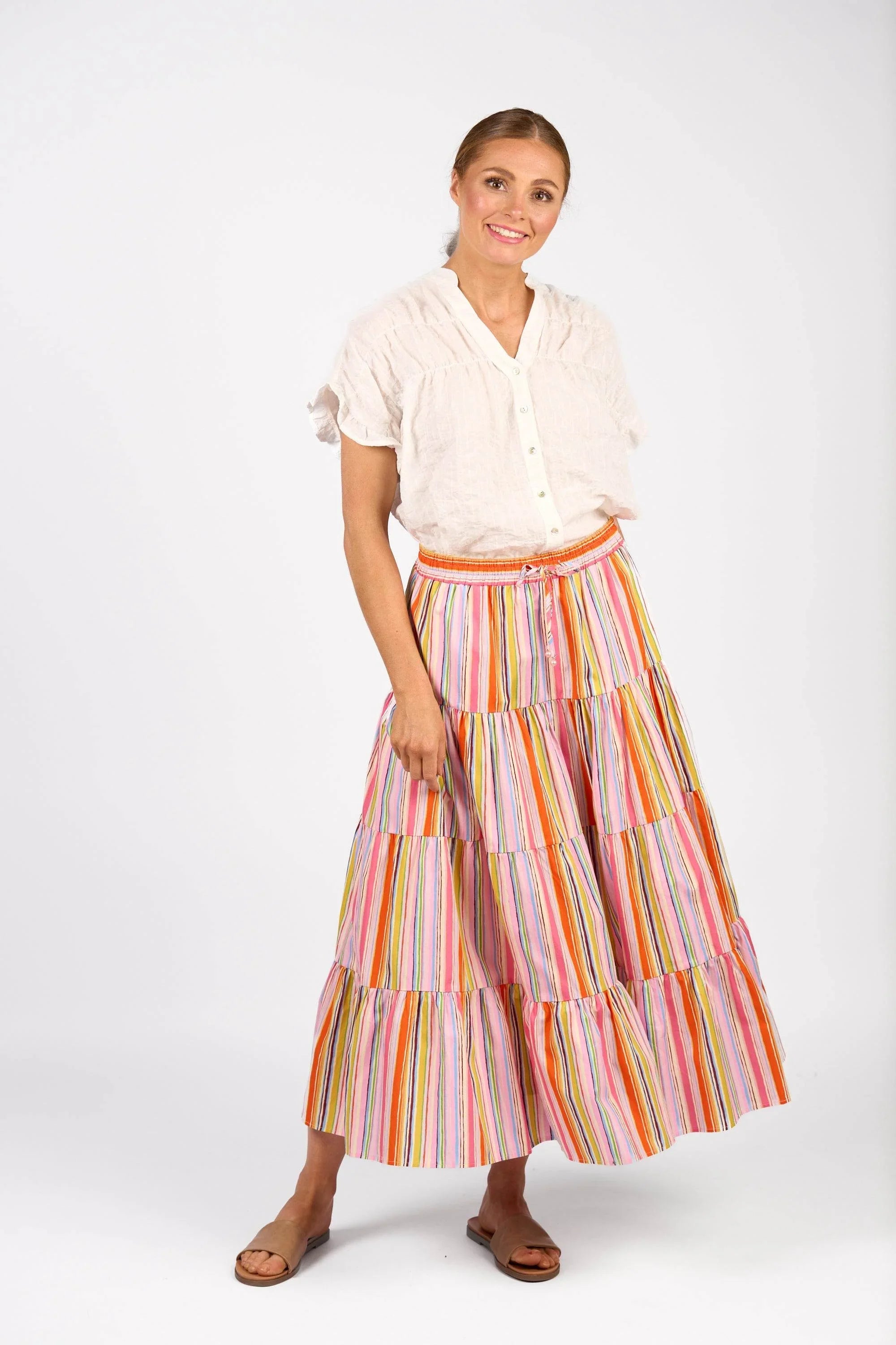KNEWE Label women's K4042 Kaia Skirt in Bonbon - close-up fabric detail