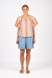 KNEWE Label women's K5083P Hazel Top in Bonbon - close-up fabric detail
