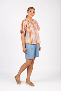 KNEWE Label women's K5083P Hazel Top in Bonbon - close-up fabric detail