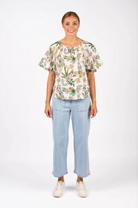 KNEWE Label women's K5083P Hazel Top in Wild - close-up fabric detail