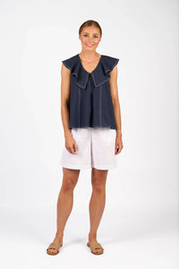 KNEWE Label women's K5095 Breeze Top in Ink - close-up fabric detail