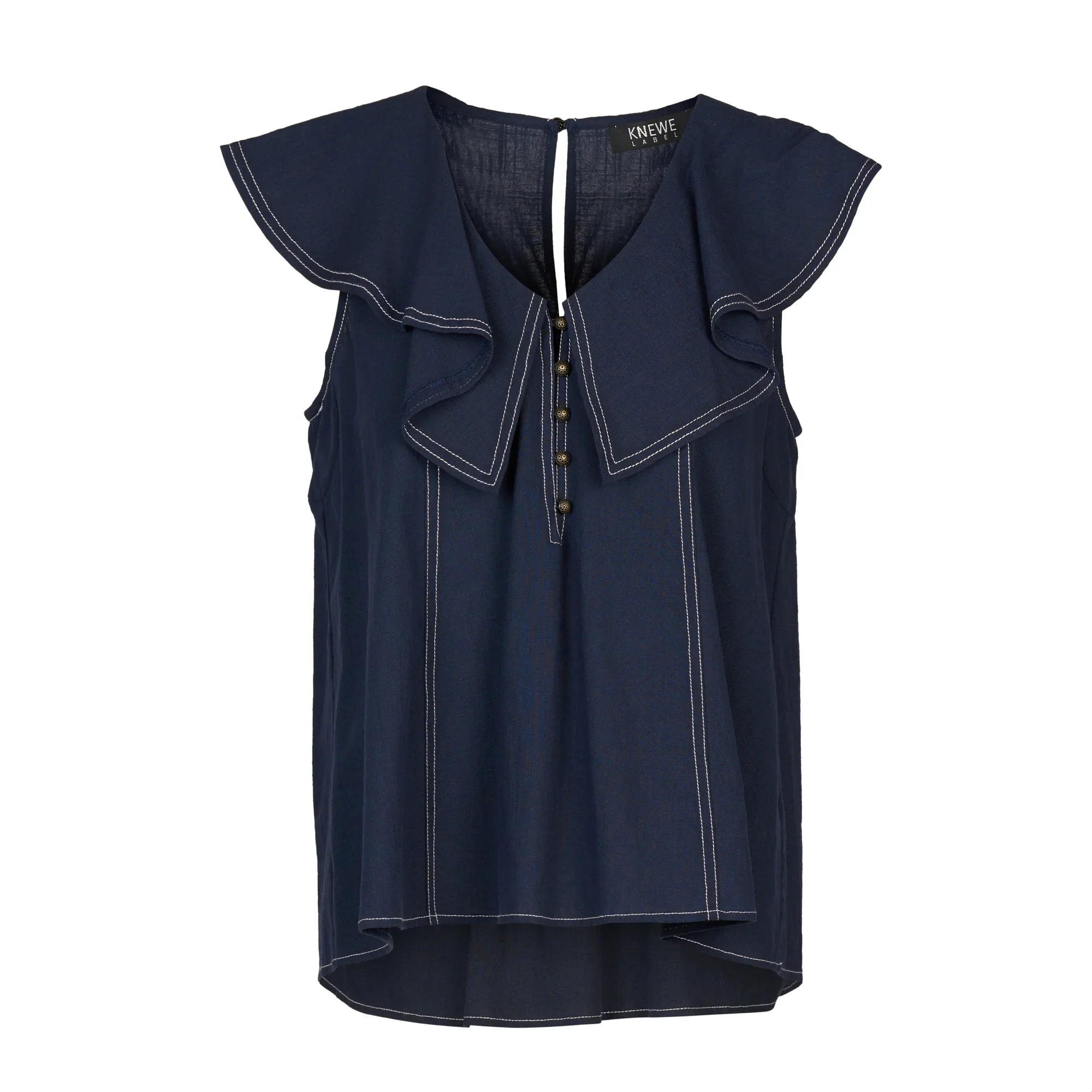 KNEWE Label women's K5095 Breeze Top in Ink - close-up fabric detail