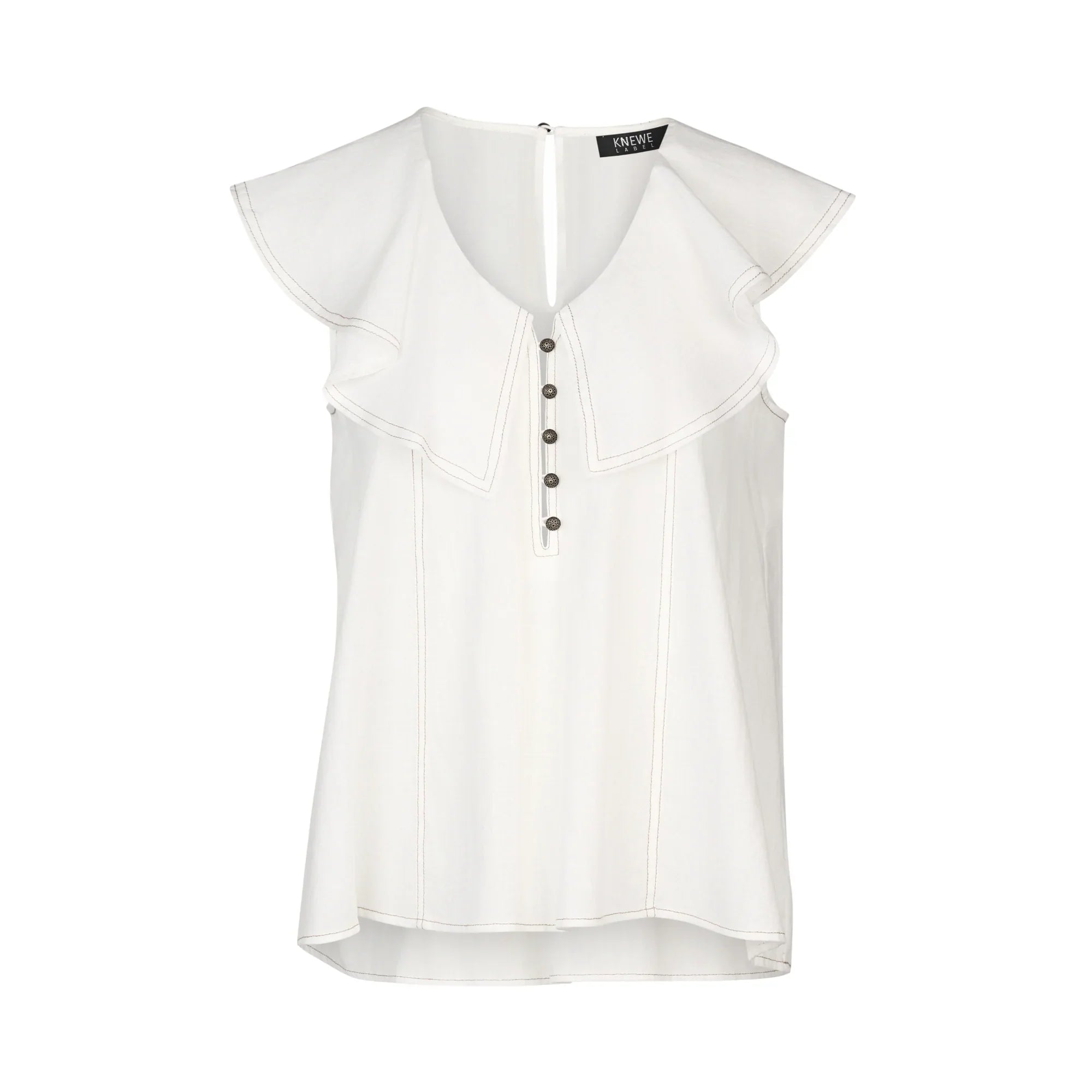 KNEWE Label women's K5095 Breeze Top Off in White - close-up fabric detail