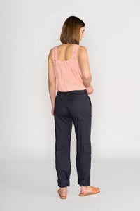KNEWE Label women's K5096 Evolve Top Coral in Check - close-up fabric detail