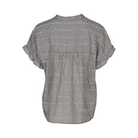 KNEWE Label women's K5097 Addison Top Black in Check - close-up fabric detail