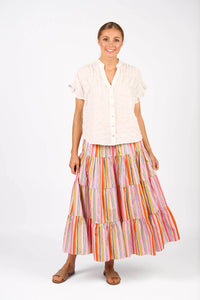 KNEWE Label women's K5097 Addison Top White in Check - close-up fabric detail