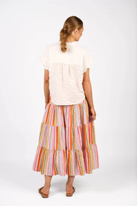 KNEWE Label women's K5097 Addison Top White in Check - close-up fabric detail