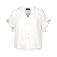 KNEWE Label women's K5097 Addison Top White in Check - close-up fabric detail