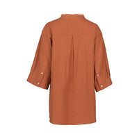 KNEWE Label women's K5101 Holiday Shirt in Cocoa - close-up fabric detail