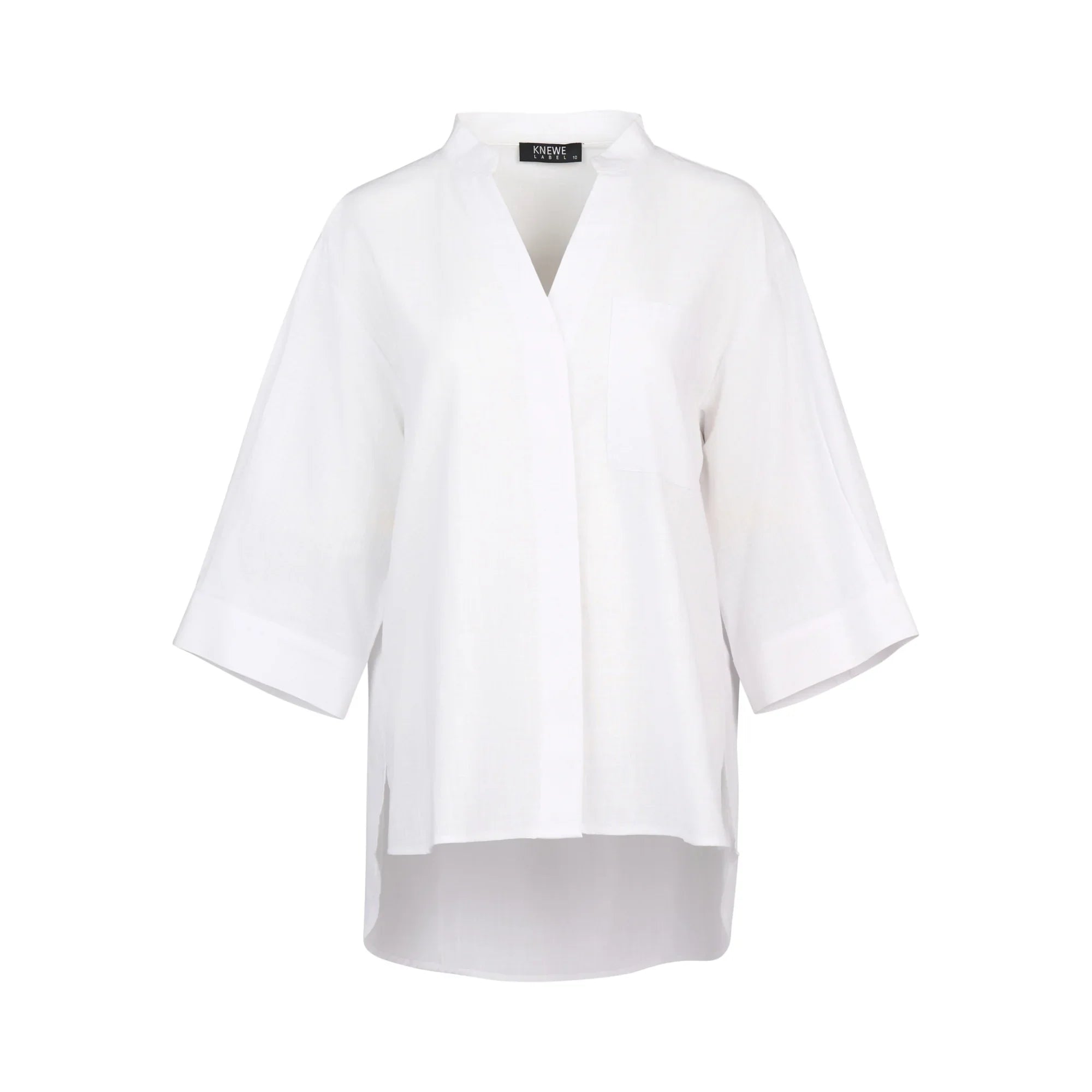 KNEWE Label women's K5101 Holiday Shirt in White - close-up fabric detail