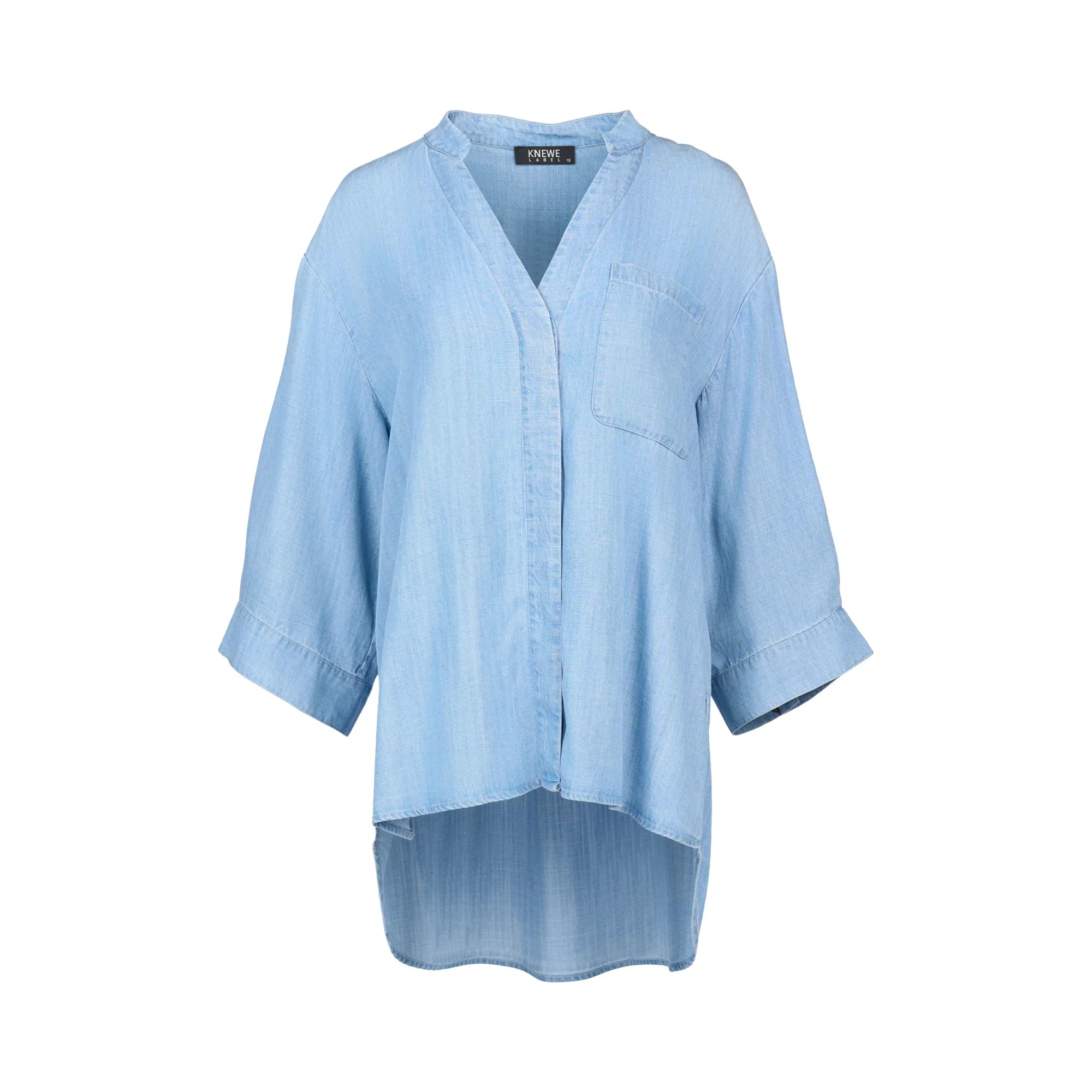 KNEWE Label women's K5101P Holiday Shirt Light in Blue - close-up fabric detail