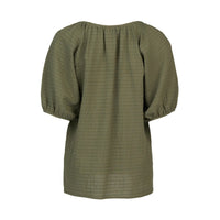 KNEWE Label women's K5102 Focus Top in Olive - close-up fabric detail