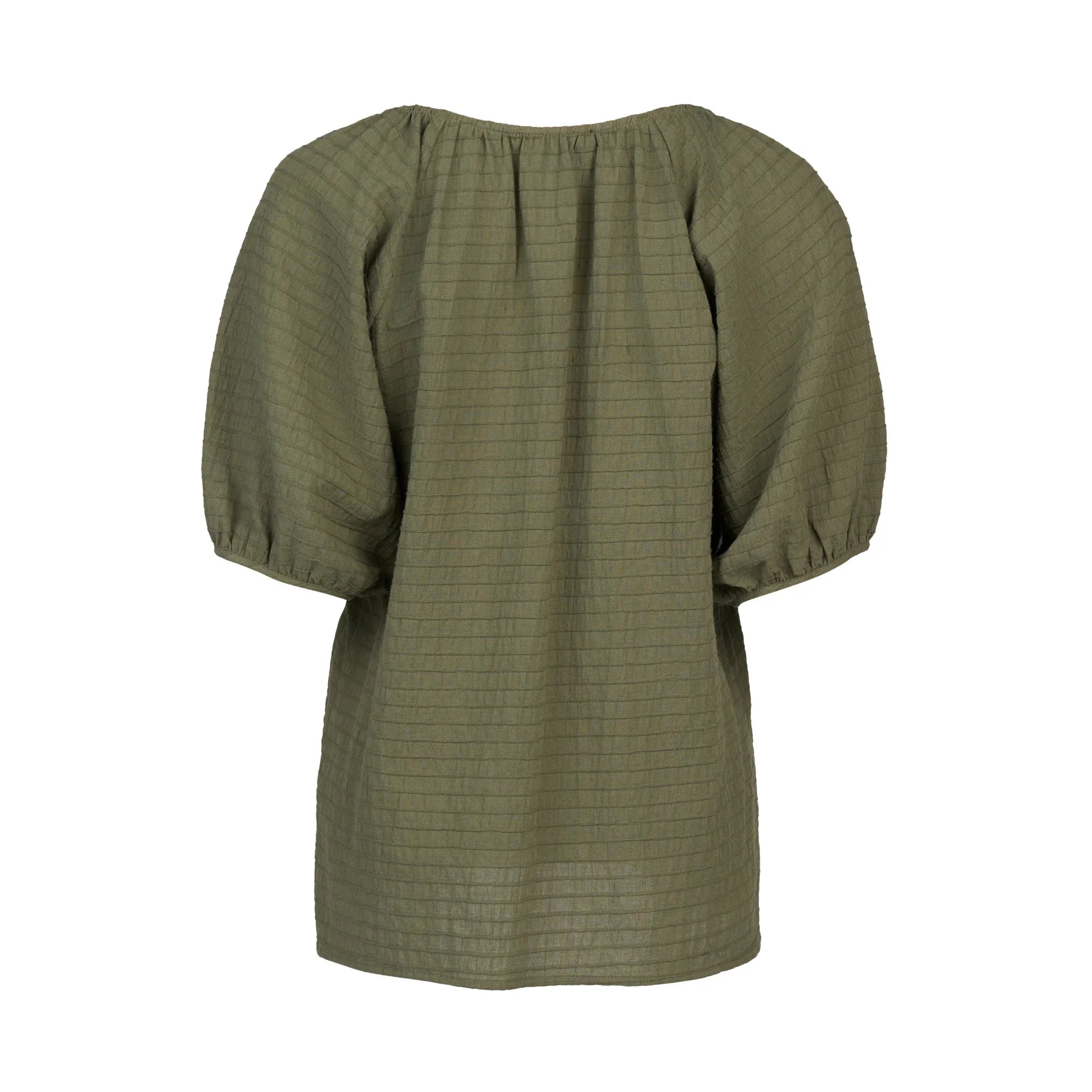 KNEWE Label women's K5102 Focus Top in Olive - close-up fabric detail