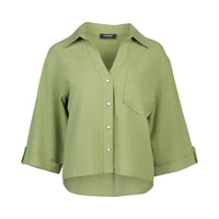 KNEWE Label women's K5103 Knight Shirt in Sage - close-up fabric detail