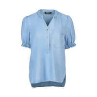 KNEWE Label women's K5104 Naomi Top Light in Blue - close-up fabric detail