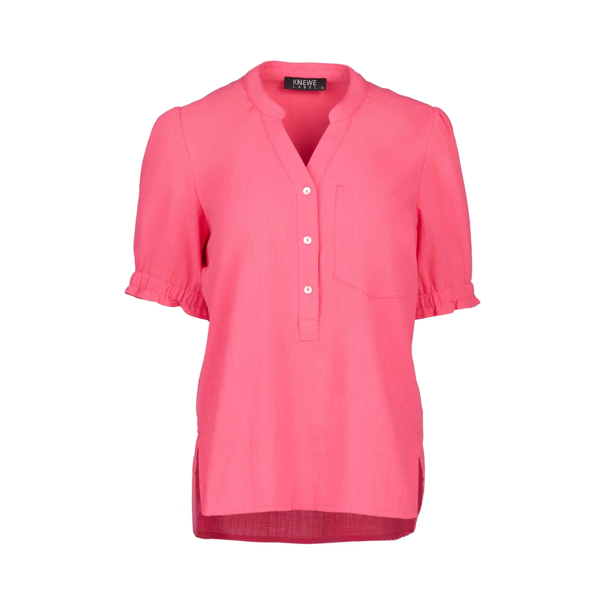 KNEWE Label women's K5104 Naomi Top in Raspberry - close-up fabric detail