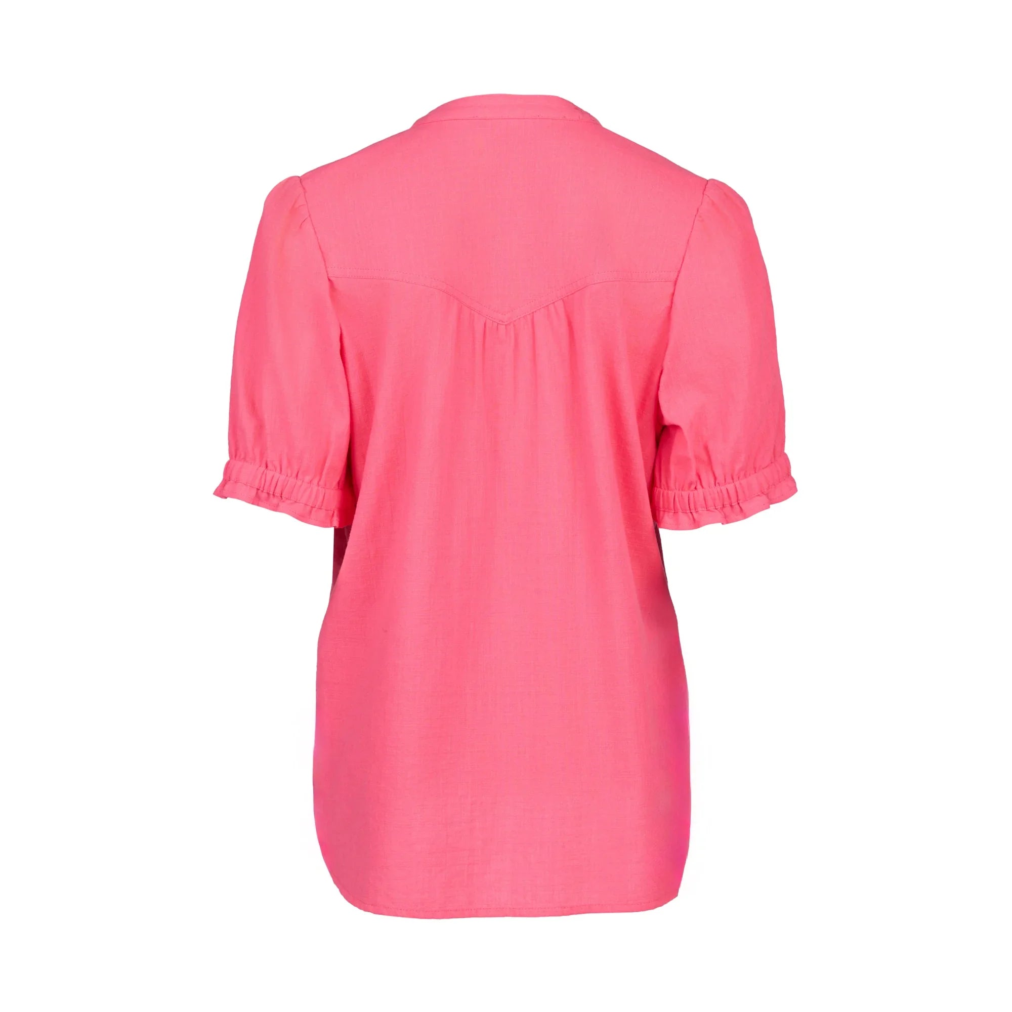 KNEWE Label women's K5104 Naomi Top in Raspberry - close-up fabric detail