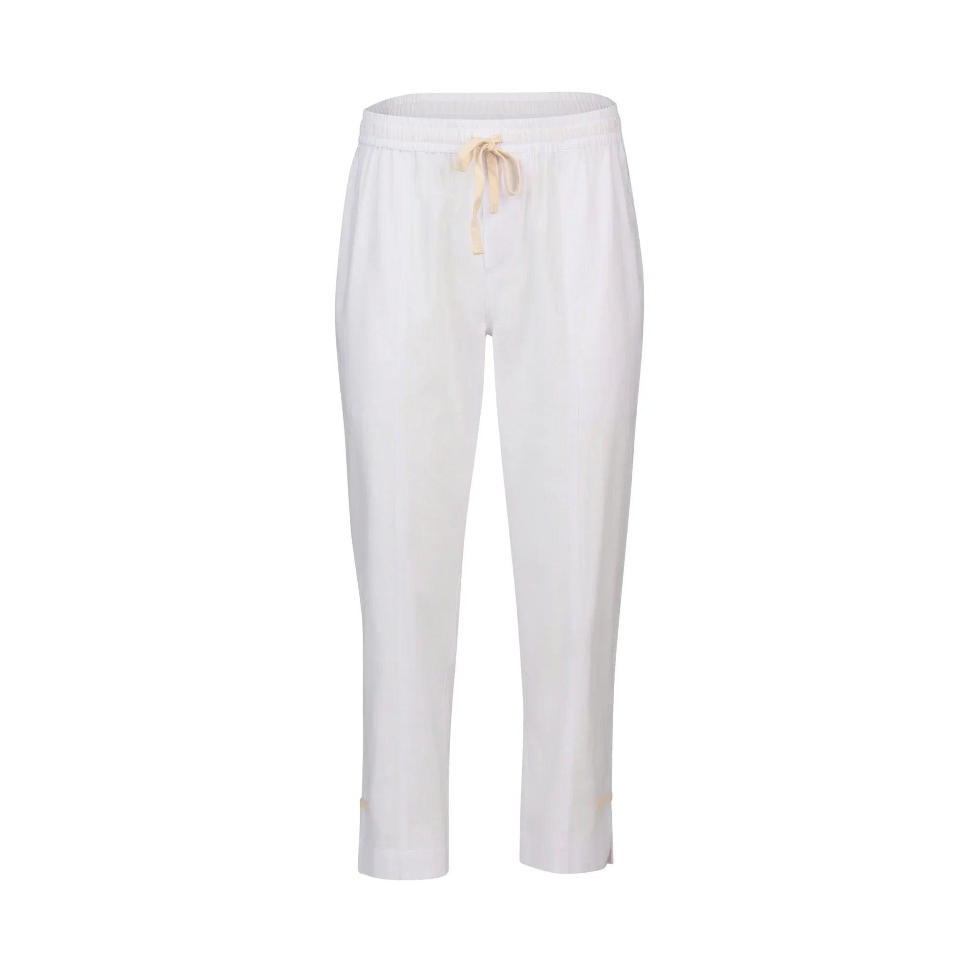 KNEWE Label women's K7076 Checker Pant White in Ecru - close-up fabric detail