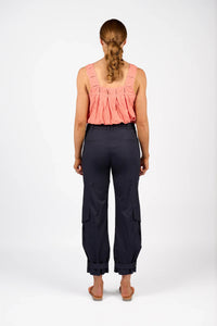 KNEWE Label women's K7107 Series Pant in Ink - close-up fabric detail